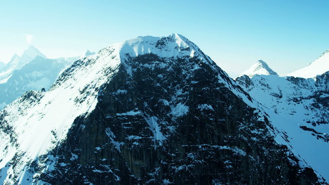 Aerial Switzerland Grindelwald Eiger mountain summit Alps travel