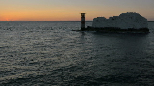 Aerial Needles UK Lighthouse Helipad sea sunset Platform