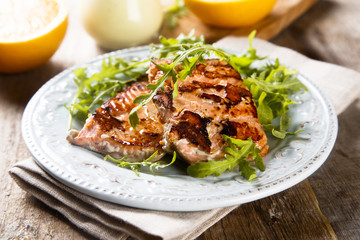 Fried salmon with orange