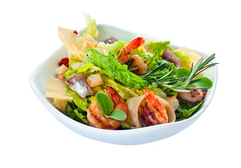 Caesar salad with  prawns,  saved clipping path