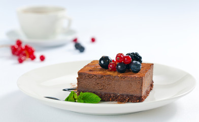 Chocolate cake with  berries