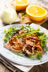 Fried salmon with orange