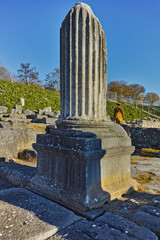 Columns in the archeological area of ancient Philippi, Eastern Macedonia and Thrace, Greece