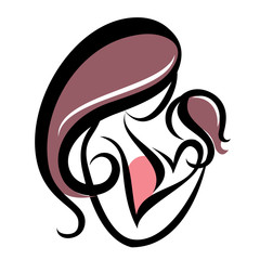 isolated vector symbol of mom and child
