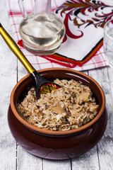 Russian traditional buckwheat with mushrooms