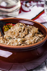 Russian traditional buckwheat with mushrooms