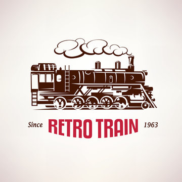 retro train, vintage  vector symbol, emblem, label template