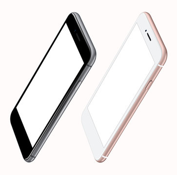 realistic pinck and black mobile phone mockups