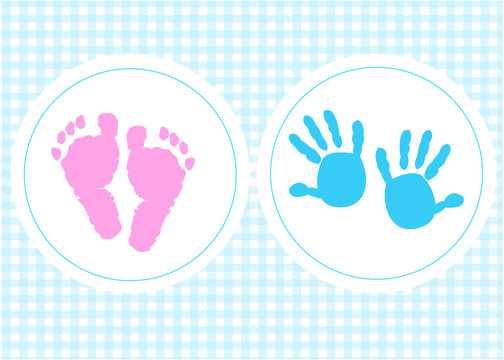 Baby foot prints with heart baby shower greeting card