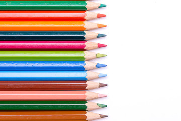 Group of color pencils select focus