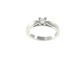 Wedding ring with diamond isolated on white...