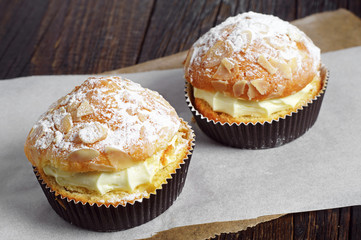 Two cake with whipped cream