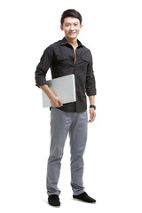 Confident  young man with laptop