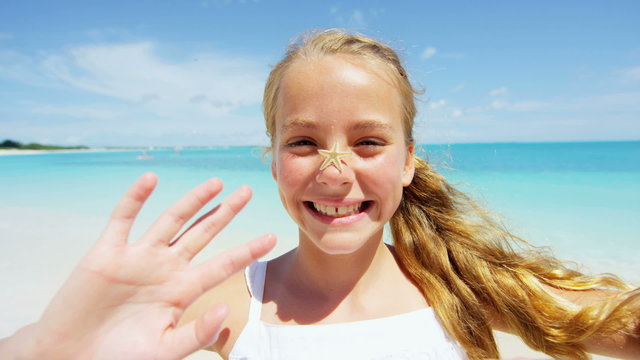 portrait lifestyle Caucasian girl child travel beach destination vacation 
