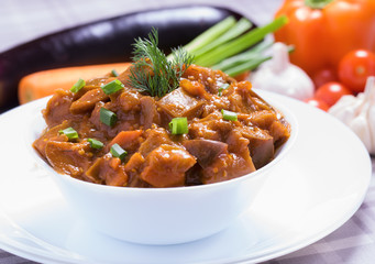 Baked eggplant with vegetables
