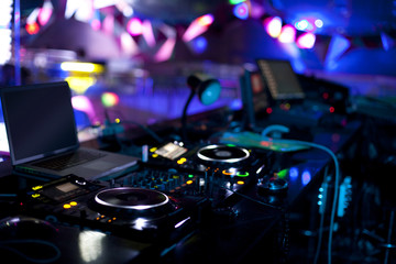 Fototapeta na wymiar MIDI controller in nightclub
