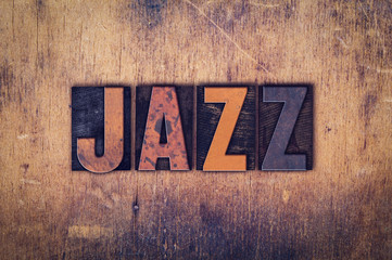 Naklejka premium Jazz Concept Wooden Letterpress Type