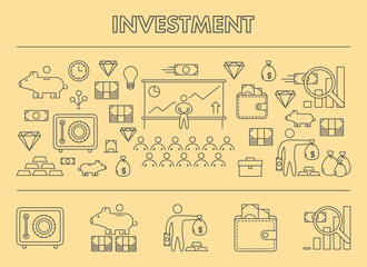 Line design concept horizontal banner for investment