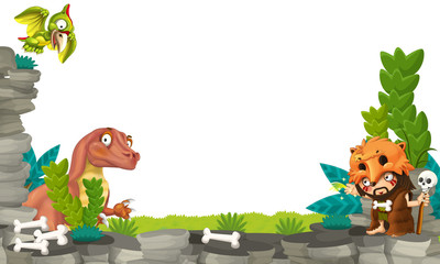 Cartoon prehistoric frame - illustration for the children