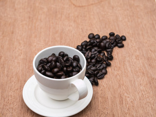 Coffee on grunge wooden background
