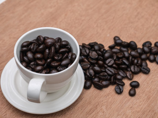 Coffee on grunge wooden background