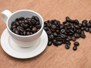 Coffee on grunge wooden background