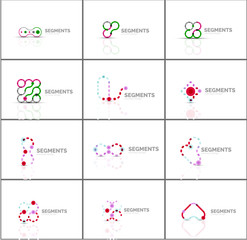 Set of linear abstract logos and swirl shapes. Company emblem, business icon