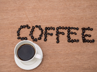 Coffee on grunge wooden background