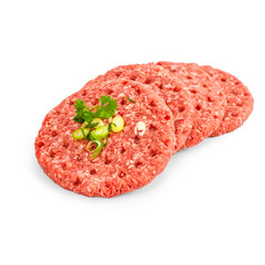 Four fresh hamburger slices isolated