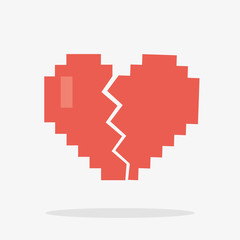 8 Bit Broken Heart Icon in Vector
