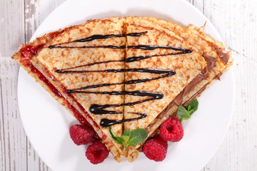 crepe with raspberry and chocolate