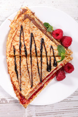 crepe with raspberry and chocolate