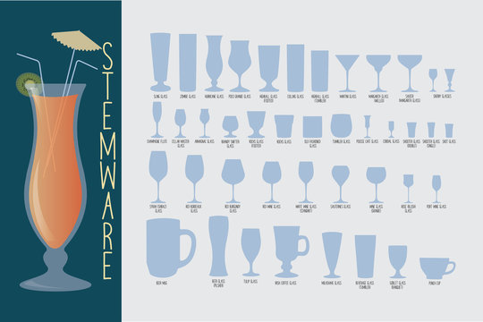 Stemware, type of glasses