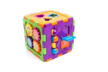plastic baby smart cube toy isolated on white
