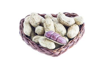 boiled peanuts on white background