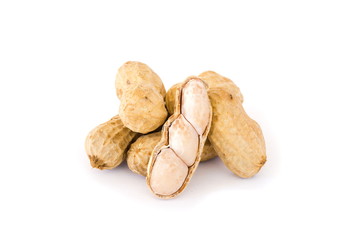 boiled peanuts on white background