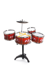 Fototapeta na wymiar Drum kit toy isolated on white background