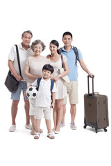 Happy big family going for vacation