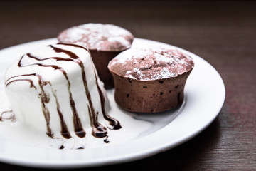 chocolate muffins with ice cream