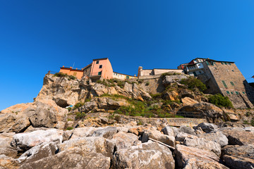 Fototapeta premium Tellaro - Golfo dei Poeti - Liguria Italy / The ancient small village of Tellaro near Lerici, La Spezia in the Golfo dei Poeti (Gulf of poets or Gulf of La Spezia) Italy
