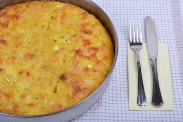 Traditional bulgarian food banitsa stuffed with cheese