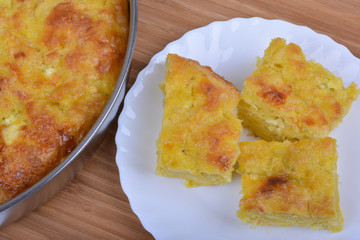 Traditional bulgarian food banitsa stuffed with cheese