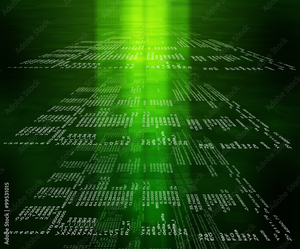 Poster green binary code on black