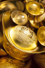 Chinese traditional currency gold yuanbao ingots