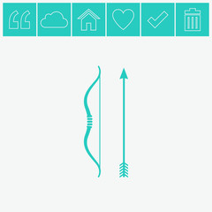 Bow and arrow vector icon.