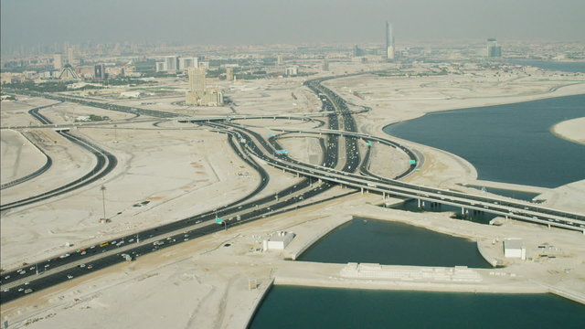 Aerial Dubai Intersection Dubai Creek Oud Metha Road Persian Gulf UAE 
