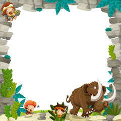 Cartoon prehistoric frame - illustration for the children