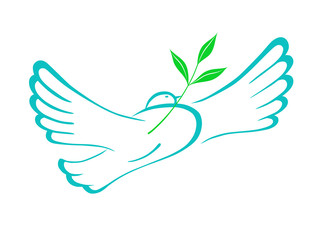 Dove of peace with an olive branch.