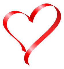 Red ribbon in heart shape