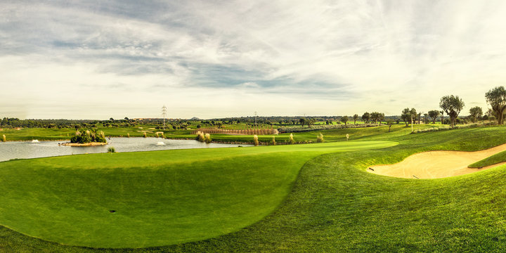 golf field landscape panorama